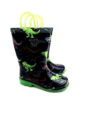 Western Chief Boys Rain Boots Size 11 Dinosaur Green Rubber Children